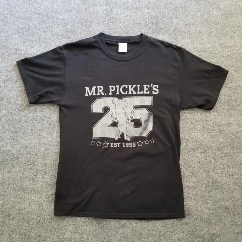 Мужская футболка Mr Pickles Sandwich Shop, средний черный, 25, 1995 год, логотип Port Co
Мужская футболка Mr Pickles Sandwich Shop, средний черный, 25, 1995 год, логотип Port Co