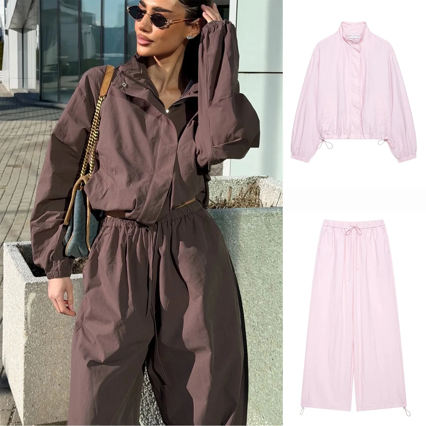 Spring Summer New Women's Stand Collar Long Sleeve Zipper Short Jacket Top Long Casual Wide Leg Pants Set Fashionable Two-Pie...
Spring Summer New Women's Stand Collar Long Sleeve Zipper Short Jacket Top Long Casual Wide Leg Pants Set Fashionable Two-Pie...
