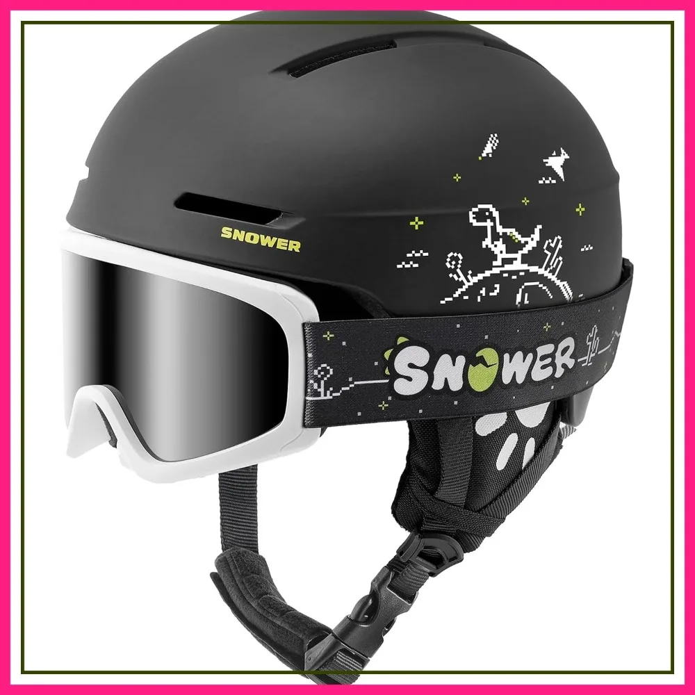 Ski Helmet with Goggles Set, Shockproof Durable PC Shell & EPS Foam, Snowboard Helmet for Boys & Girls
Ski Helmet with Goggles Set, Shockproof Durable PC Shell & EPS Foam, Snowboard Helmet for Boys & Girls