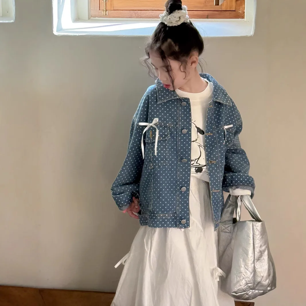 Children's Coat Spring 2025 New Korean Fashion Baby Girl's Bow Denim Jacket 2-10year Kid's Denim Coat Outfits
Children's Coat Spring 2025 New Korean Fashion Baby Girl's Bow Denim Jacket 2-10year Kid's Denim Coat Outfits