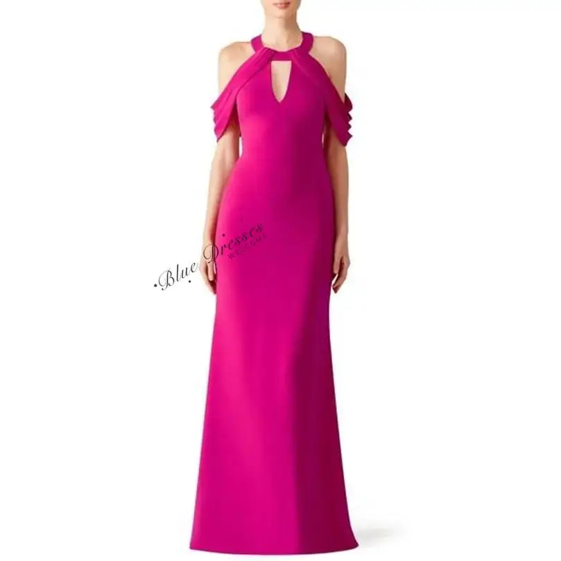 Customized Long Fuchsia Crepe Evening Dresses Mermaid Halter Floor Length فساتين سهرة Prom Dress for Women 
Customized Long Fuchsia Crepe Evening Dresses Mermaid Halter Floor Length فساتين سهرة Prom Dress for Women