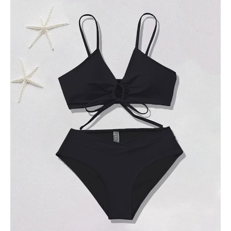 Solid Swimwear Women Sexy Bikinis Hollow Out Lace Up High Waist Bikini Bathing Suit Summer 2025 New Fashion Swimsuit 2 Piece Set
Solid Swimwear Women Sexy Bikinis Hollow Out Lace Up High Waist Bikini Bathing Suit Summer 2025 New Fashion Swimsuit 2 Piece Set