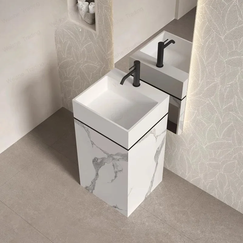 artificial stone wash basin integrated floor type wash basin household marble pattern square column basin
artificial stone wash basin integrated floor type wash basin household marble pattern square column basin