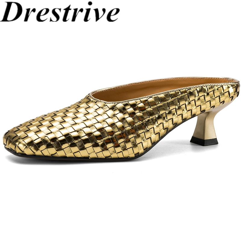 Drestrive 206 Elegant Women's Slipper Cow Leather Weave Square Toe Thin Mid Heels Mules Handmade Summer Shoes
Drestrive 206 Elegant Women's Slipper Cow Leather Weave Square Toe Thin Mid Heels Mules Handmade Summer Shoes