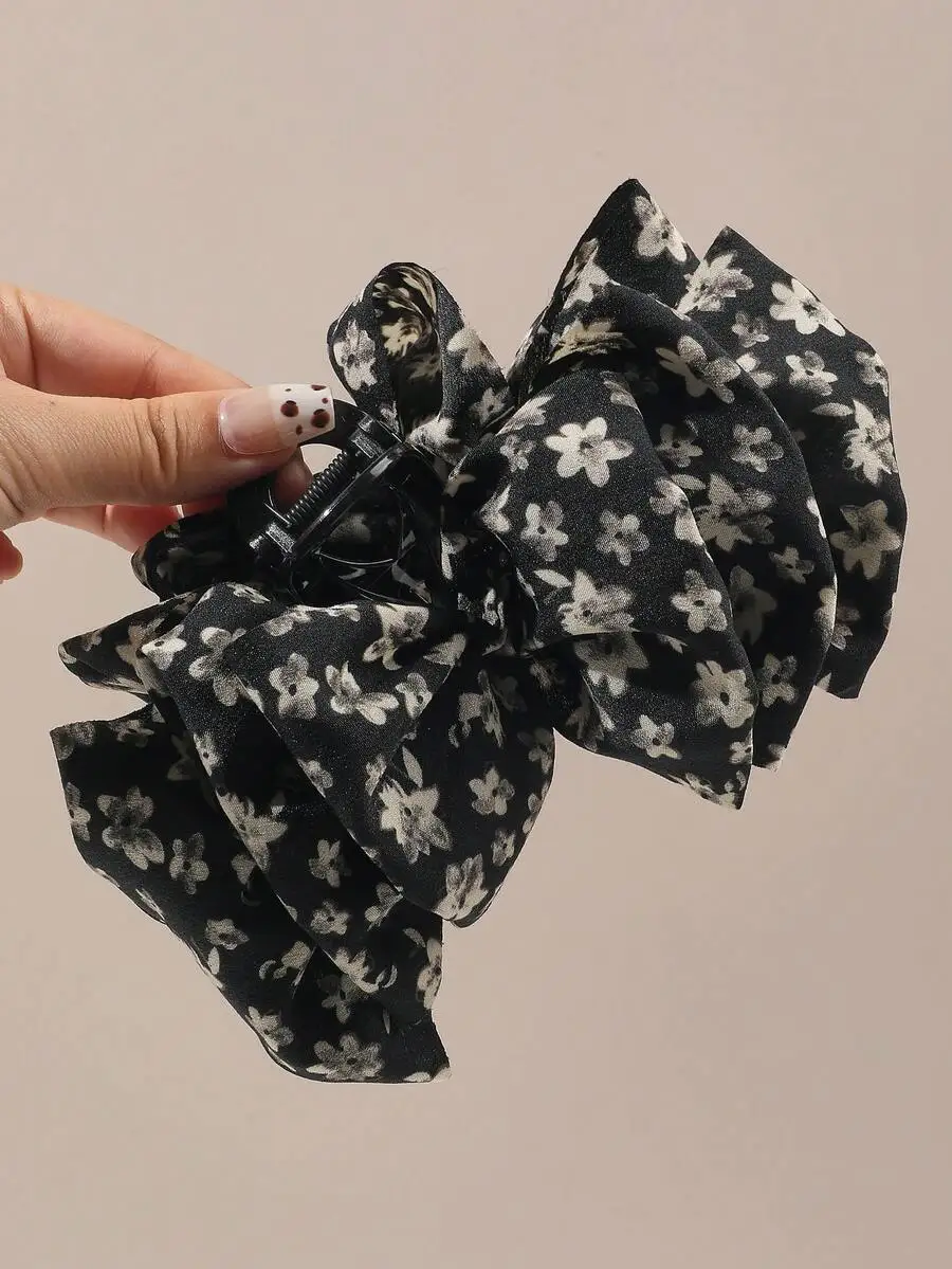 Black Floral Print Satin Bow Hair Claw Clip For Women Updo Styling Accessory
Black Floral Print Satin Bow Hair Claw Clip For Women Updo Styling Accessory