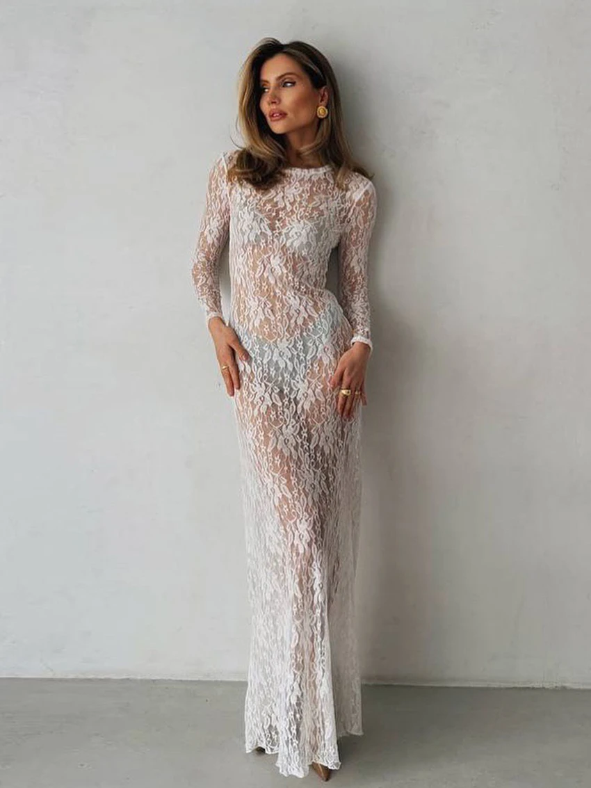 Marthaqiqi Fashion Women'S Nightgowns Long Sleeve Nightwear O-Neck Pajamas Sexy Lace Ankle-Length Dress Comfort Ladies Sleepwear
Marthaqiqi Fashion Women'S Nightgowns Long Sleeve Nightwear O-Neck Pajamas Sexy Lace Ankle-Length Dress Comfort Ladies Sleepwear