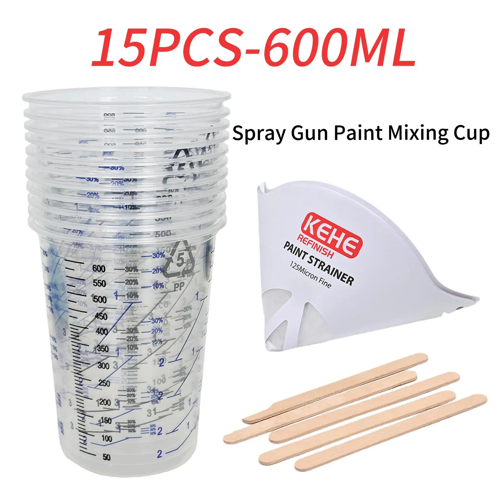 15 Pcs Disposable Spray Gun Cups 600ml (20.3oz) H/O Quick-Change Paint Mixing Cups with Adapter, Compatible with HVLP Spray Gun
15 Pcs Disposable Spray Gun Cups 600ml (20.3oz) H/O Quick-Change Paint Mixing Cups with Adapter, Compatible with HVLP Spray Gun