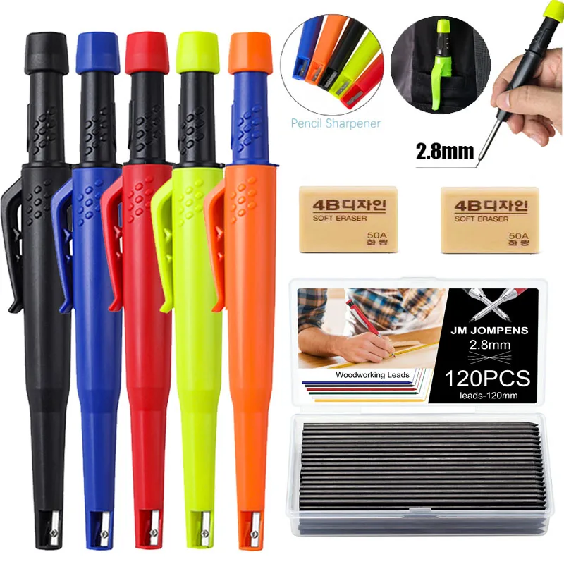 2.8mm Solid Carpenter Mechanical Pencils Set with 120pcs Lead Refills, Woodworking Pencils Marking Tools for Architect Drawing
2.8mm Solid Carpenter Mechanical Pencils Set with 120pcs Lead Refills, Woodworking Pencils Marking Tools for Architect Drawing
