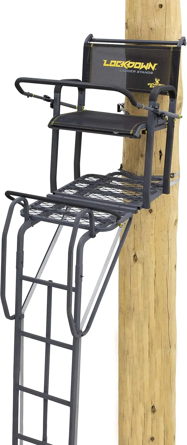 Rivers Edge® Lockdown™ 21' Wide, Towering 21' Height, Flip-Up TearTuff™ Mesh Seat, The Ultimate Shooting Rail™, Patent-Pending
Rivers Edge® Lockdown™ 21' Wide, Towering 21' Height, Flip-Up TearTuff™ Mesh Seat, The Ultimate Shooting Rail™, Patent-Pending