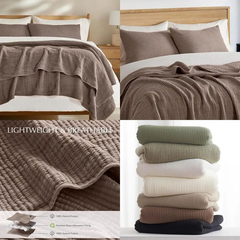 King Size Cotton 3-Piece Matelassé Quilt Set with 2 Shams, Soft Lightweight Bedspread, Oversized Cozy Bedding, Mocha Brown
King Size Cotton 3-Piece Matelassé Quilt Set with 2 Shams, Soft Lightweight Bedspread, Oversized Cozy Bedding, Mocha Brown