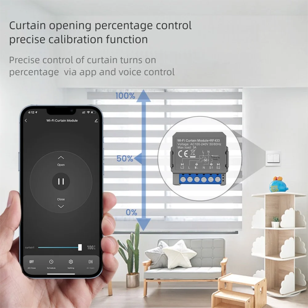 Tuya Smart WiFi Curtain Switch RF433 10A Remote Control Blinds Switch AC100-240V Home Automation Compatible with Smart Life
Tuya Smart WiFi Curtain Switch RF433 10A Remote Control Blinds Switch AC100-240V Home Automation Compatible with Smart Life