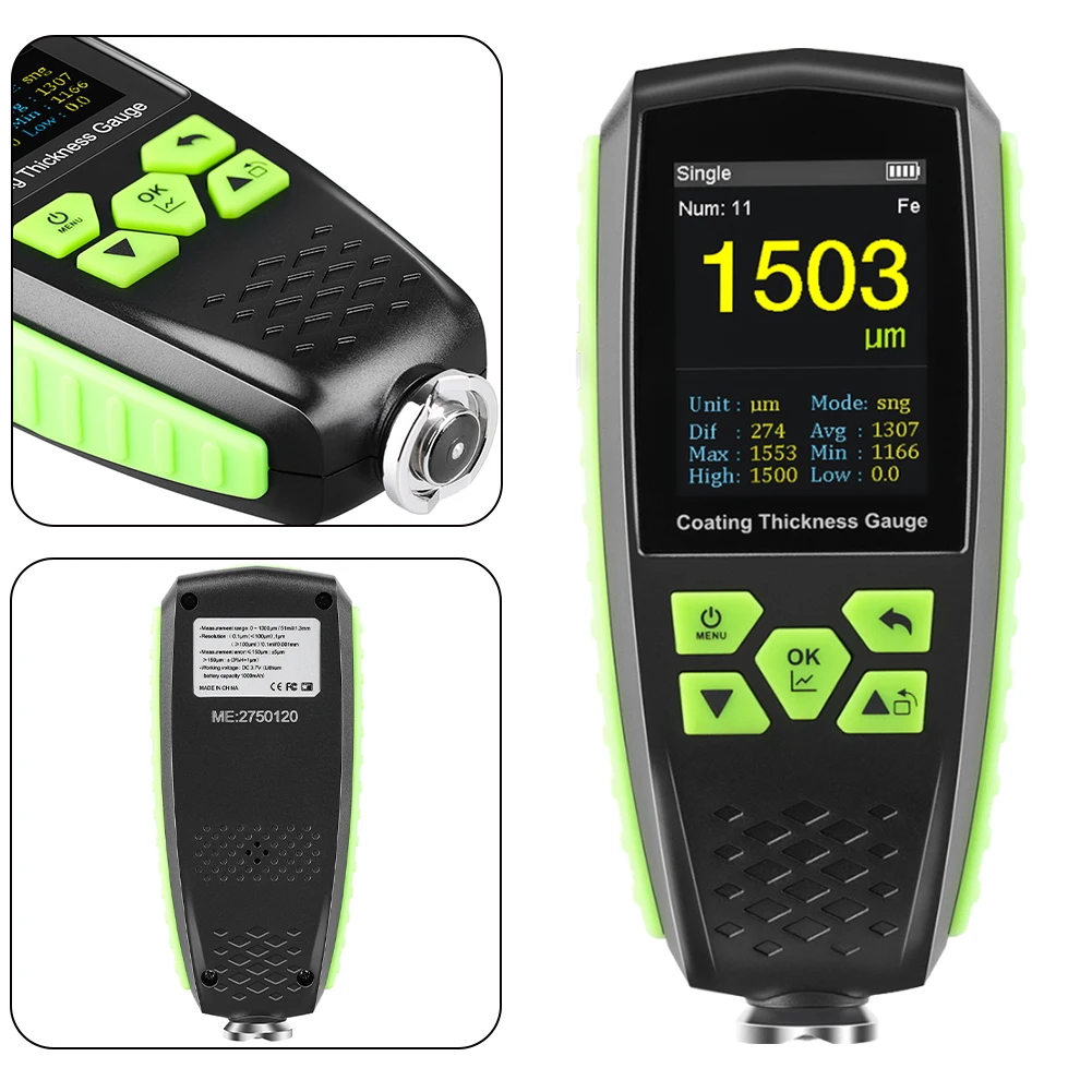 0~1300μm Car Paint Film Thickness Measuring Tester Thickness Coating Meter Car Paint Thickness Gauge Fe & NFe Coating Tester
0~1300μm Car Paint Film Thickness Measuring Tester Thickness Coating Meter Car Paint Thickness Gauge Fe & NFe Coating Tester