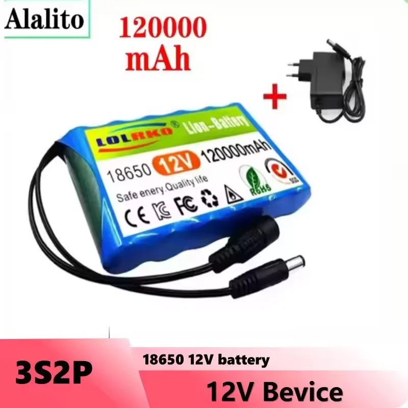 NEW 3S2P 12V 120Ah Lithium Ion Battery 18650 12.6V 120000mAh DC Rechargeable CCTV Camera Monitor Replacement Battery 12V Charger
NEW 3S2P 12V 120Ah Lithium Ion Battery 18650 12.6V 120000mAh DC Rechargeable CCTV Camera Monitor Replacement Battery 12V Charger