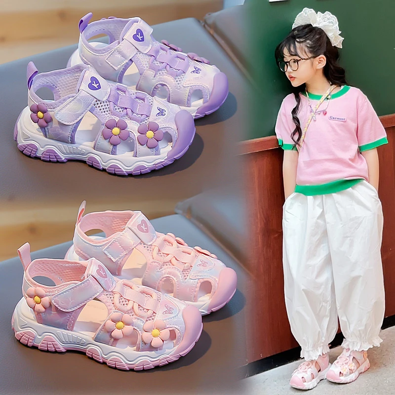 Girls Flower Decorated Sports Sandals Closed Toe Mesh Kids Outdoor Beach Shoes Non Slip Sole Summer Water Sandals for Children
Girls Flower Decorated Sports Sandals Closed Toe Mesh Kids Outdoor Beach Shoes Non Slip Sole Summer Water Sandals for Children