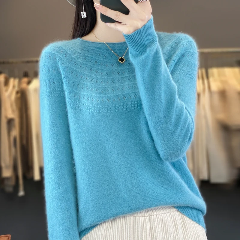 2024 New Women's Wool Sweater, 100% Pure Wool Rolled Edge Round Neck Loose Hollow Wool Sweater, Versatile Knitted Bottom Sweater
2024 New Women's Wool Sweater, 100% Pure Wool Rolled Edge Round Neck Loose Hollow Wool Sweater, Versatile Knitted Bottom Sweater