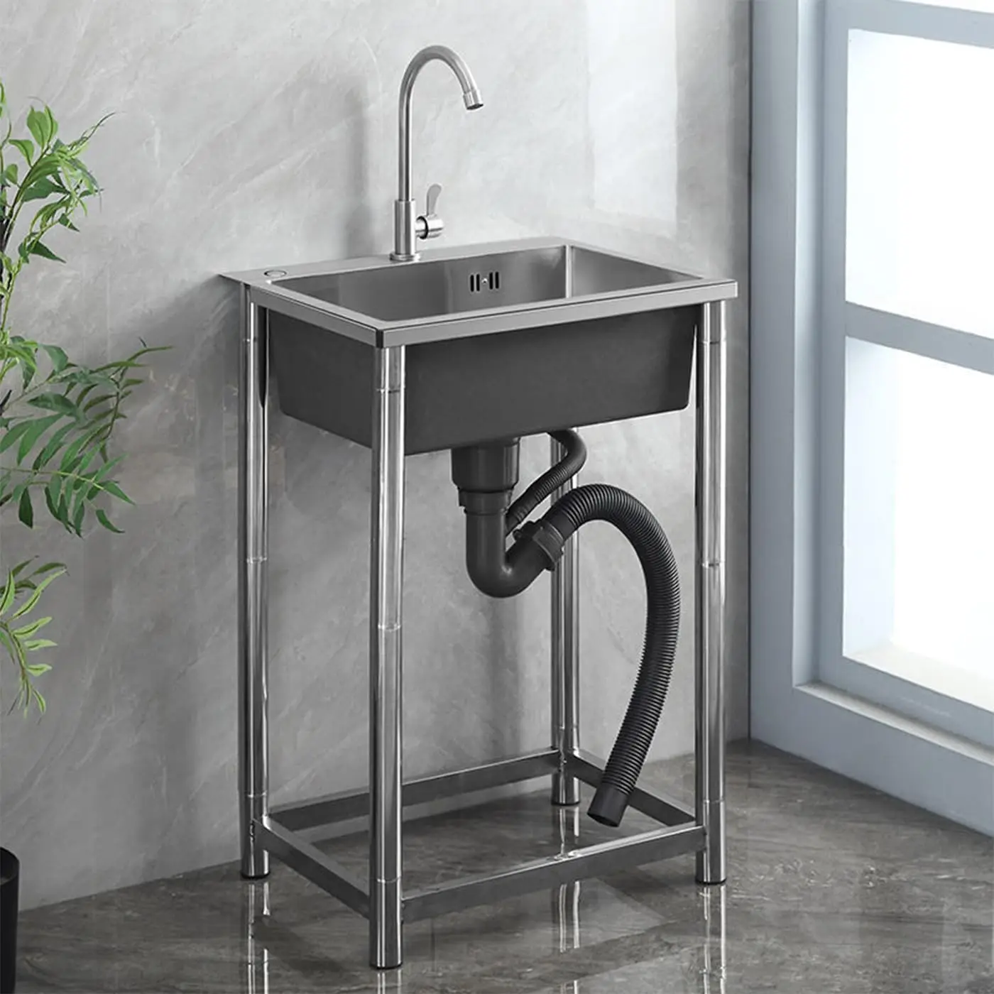 Stainless Steel Small Utility Sink, 18X16X30 Inch Single Bowl Utility Laundry Sink Freestanding Kitchen Sink with 360° Swivel ° Rotatable F
Stainless Steel Small Utility Sink, 18X16X30 Inch Single Bowl Utility Laundry Sink Freestanding Kitchen Sink with 360° Swivel ° Rotatable F