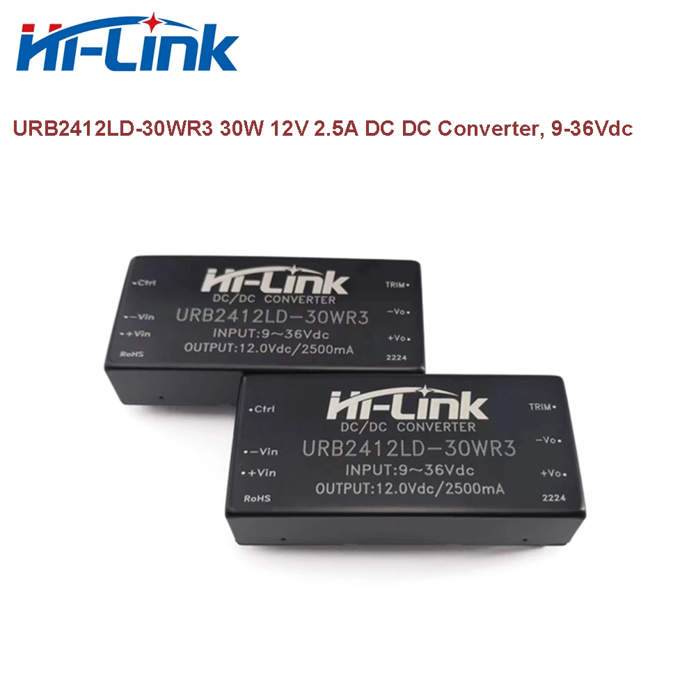 Hi-Link 9~36Vdc URB2412LD-30WR3 30W 12V 2.5A DC-DC Single Output Power Converter Module Supply
Hi-Link 9~36Vdc URB2412LD-30WR3 30W 12V 2.5A DC-DC Single Output Power Converter Module Supply