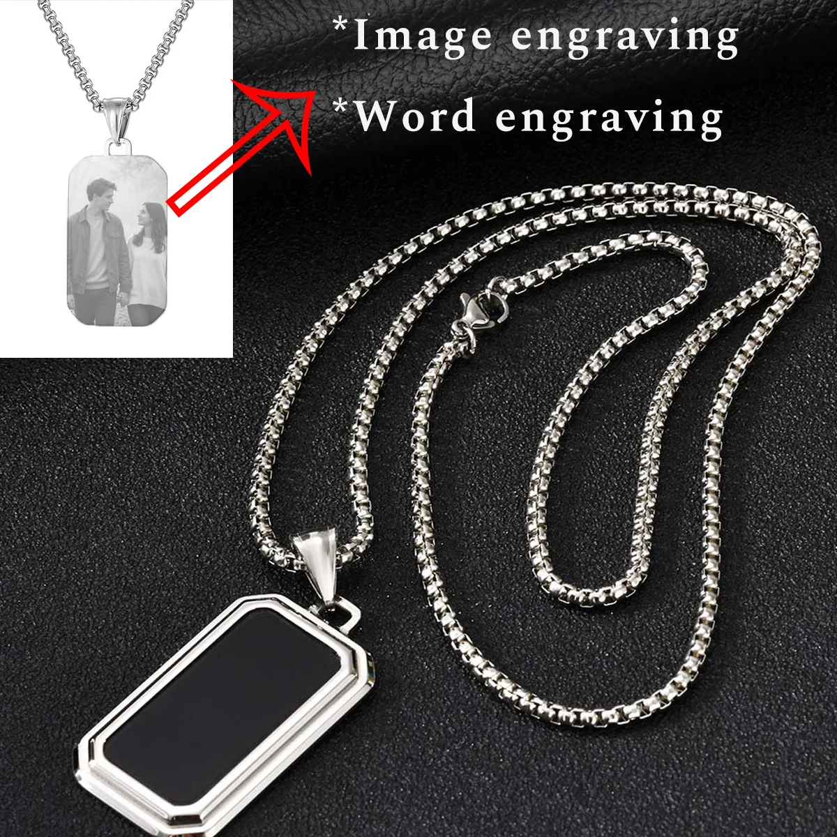 Personalized Pendant Custom Photo or Message, 60cm Box Chain Stainless Steel Geometric Square Small Free Engraving on the Back
Personalized Pendant Custom Photo or Message, 60cm Box Chain Stainless Steel Geometric Square Small Free Engraving on the Back