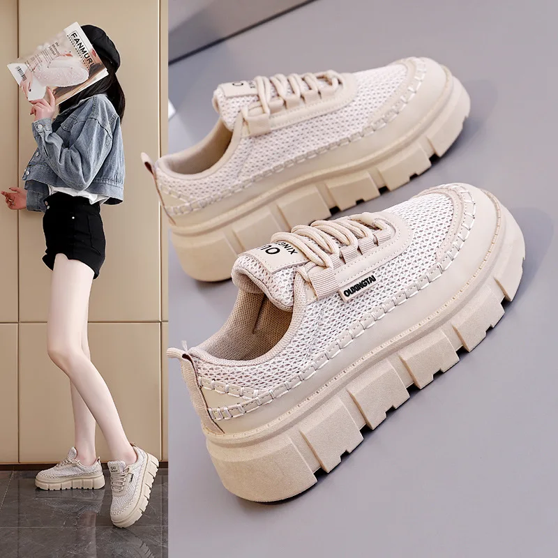 Thick Sole Elevator Shoes Mesh Breathable Running Sneakers Women Casual Fitness Trainers Fashion Sewing Walking Platform Shoes
Thick Sole Elevator Shoes Mesh Breathable Running Sneakers Women Casual Fitness Trainers Fashion Sewing Walking Platform Shoes