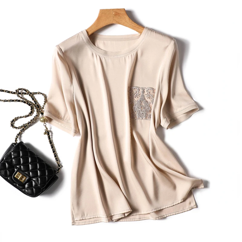 Silk T-shirt for Women Summer 2023 New In Solid Loose Satin Tees Short Sleeve Casual Top Korean T Shirt O-Neck
Silk T-shirt for Women Summer 2023 New In Solid Loose Satin Tees Short Sleeve Casual Top Korean T Shirt O-Neck