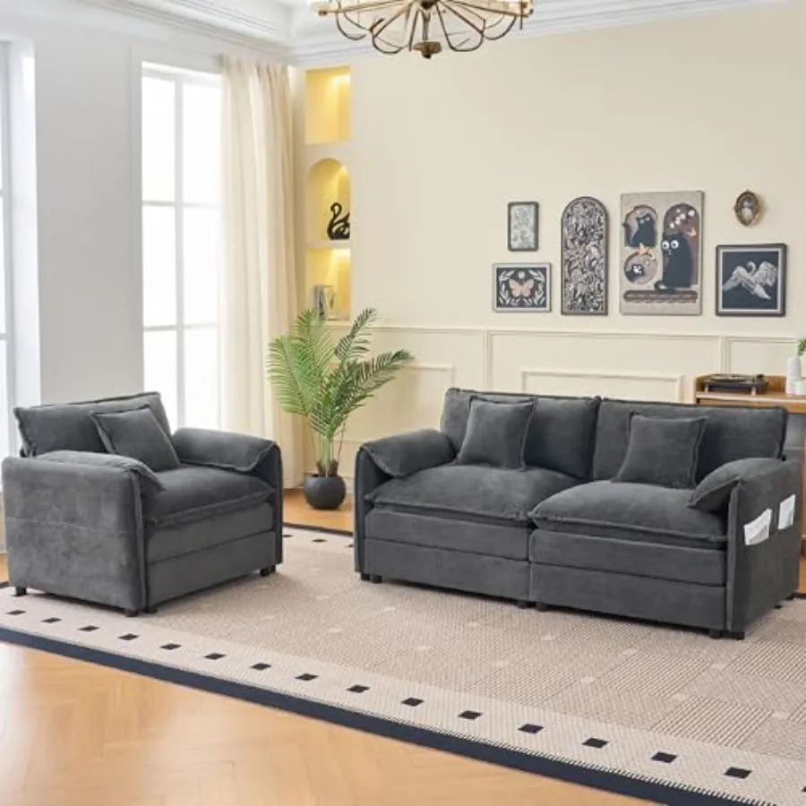 Modular Sofa Set with Storage Pocket, Luxury Chenille Cloud Couches with Loveseat and Reading Chair, 2 Piece Upholstered Lovese
Modular Sofa Set with Storage Pocket, Luxury Chenille Cloud Couches with Loveseat and Reading Chair, 2 Piece Upholstered Lovese