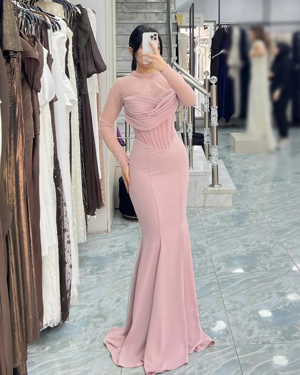 Customized Classic Women Jersey Lace Rhinestone Mermaid Evening Dresses Formal High Collar Long Sleeves Floor Lenght Party Gowns
Customized Classic Women Jersey Lace Rhinestone Mermaid Evening Dresses Formal High Collar Long Sleeves Floor Lenght Party Gowns