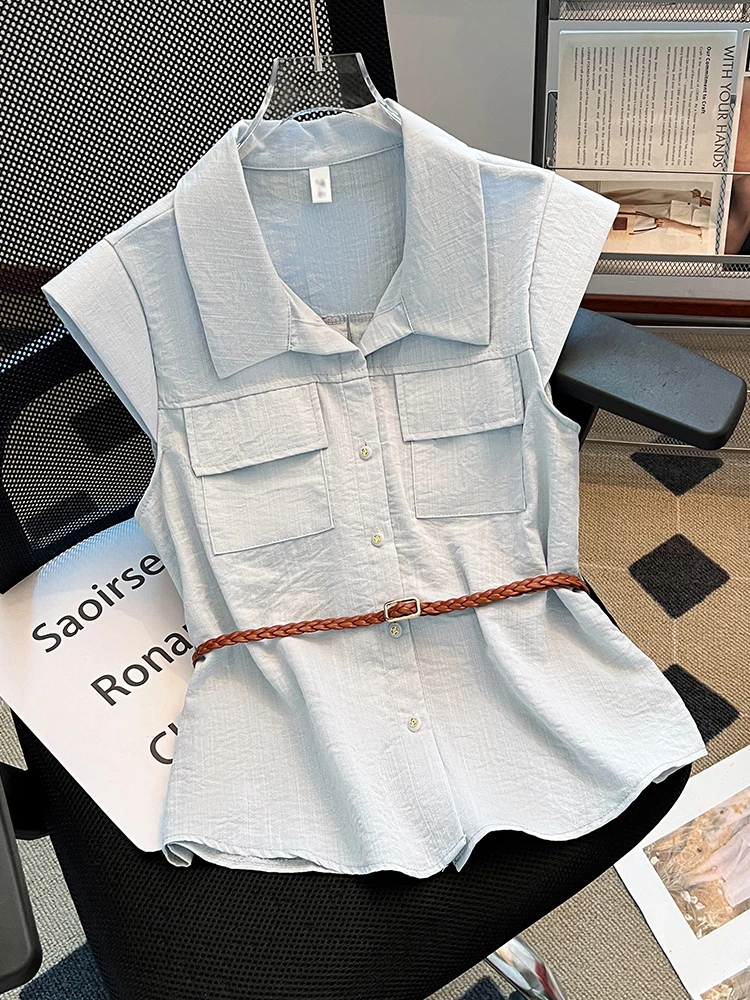 Голубой женский летний жилет Svel irt с поясом, новинка 2025, Fly Sve irt, хлопок, полиэстер, эластичное волокно, тонкая модель
Голубой женский летний жилет Svel irt с поясом, новинка 2025, Fly Sve irt, хлопок, полиэстер, эластичное волокно, тонкая модель