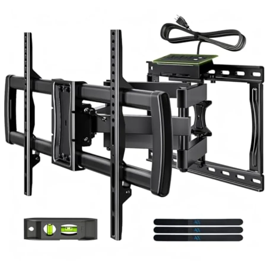 Full Motion TV Wall Mount Bracket with Power Outlet for 32-85 inch TVs Steel Black Dual Articulating Arms with Tilt/Swivel/Exte
Full Motion TV Wall Mount Bracket with Power Outlet for 32-85 inch TVs Steel Black Dual Articulating Arms with Tilt/Swivel/Exte