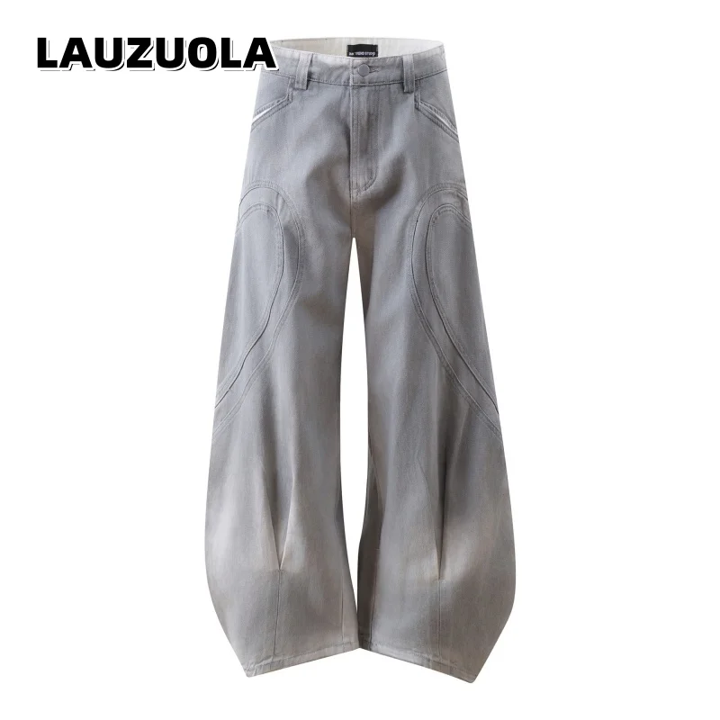 Men's Grey Washed Baggy Wide Leg Denim Jeans Curved Stitching Oversized Flared Streetwear Pants Hip Hop Casual Trousers
Men's Grey Washed Baggy Wide Leg Denim Jeans Curved Stitching Oversized Flared Streetwear Pants Hip Hop Casual Trousers