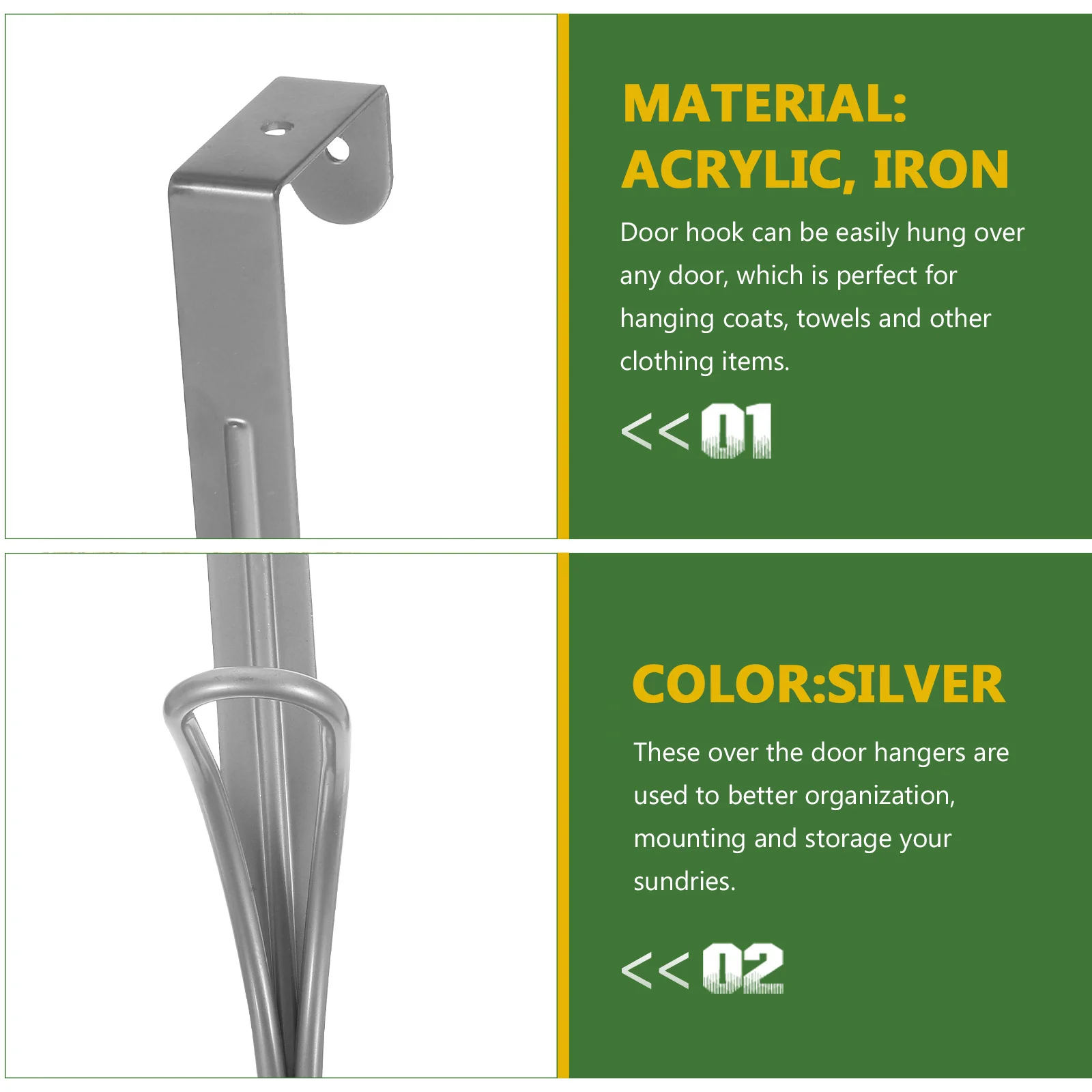 2Pcs Over Door Hooks Heavy Duty Double Hanger Organizer for Coats Towels Clothes Space Saving Back of Door Hooks
2Pcs Over Door Hooks Heavy Duty Double Hanger Organizer for Coats Towels Clothes Space Saving Back of Door Hooks