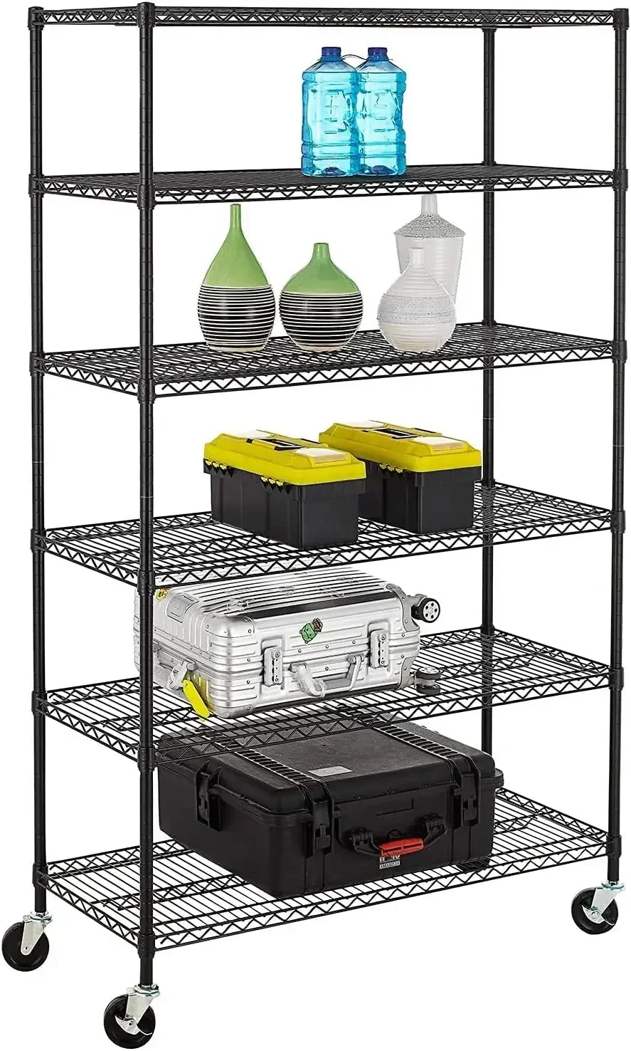48" L×18" W×76" H Wire Shelving Unit Metal Shelf with 6 Tier Casters Adjustable Layer Rack Strong Steel for Restaurant
48" L×18" W×76" H Wire Shelving Unit Metal Shelf with 6 Tier Casters Adjustable Layer Rack Strong Steel for Restaurant
