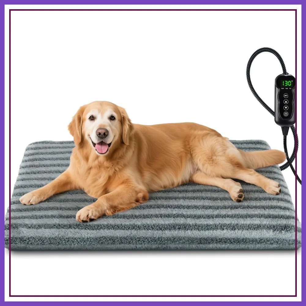 Large Pet Heating Pad, Waterproof Heated Dog Cat Bed with 11 Adjustable Temperatures & 24H Timer, Auto Shut-Off, Chew-Resistant Cord, Washable Cover, Indoor Electric Heating Mat, Grey, L(35" x 24")
Large Pet Heating Pad, Waterproof Heated Dog Cat Bed with 11 Adjustable Temperatures & 24H Timer, Auto Shut-Off, Chew-Resistant Cord, Washable Cover, Indoor Electric Heating Mat, Grey, L(35" x 24")