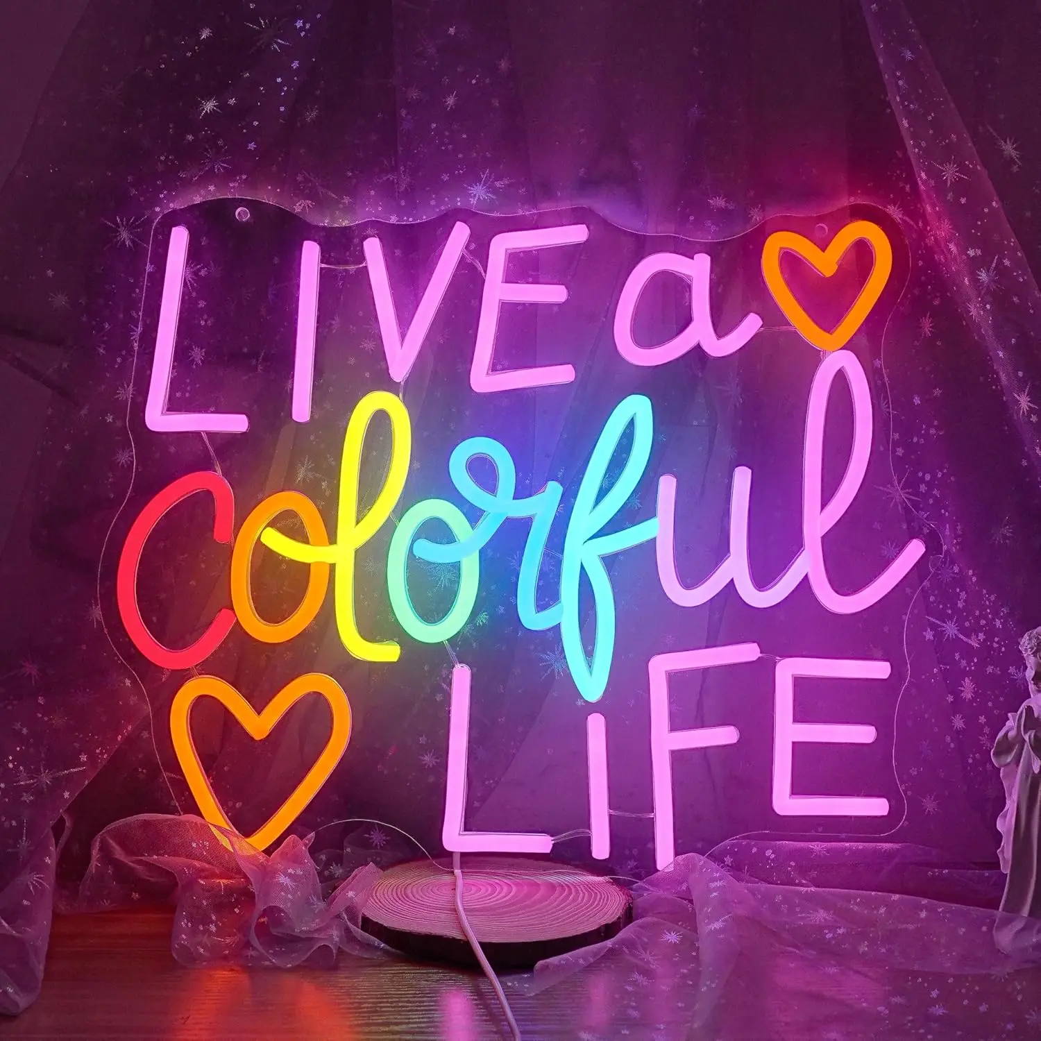 "Live a Colorful Life" Neon Sign USB Powered LED Neon Light for Classroom Party Bar Club Beauty Salon Bedroom Decoration GIft
"Live a Colorful Life" Neon Sign USB Powered LED Neon Light for Classroom Party Bar Club Beauty Salon Bedroom Decoration GIft