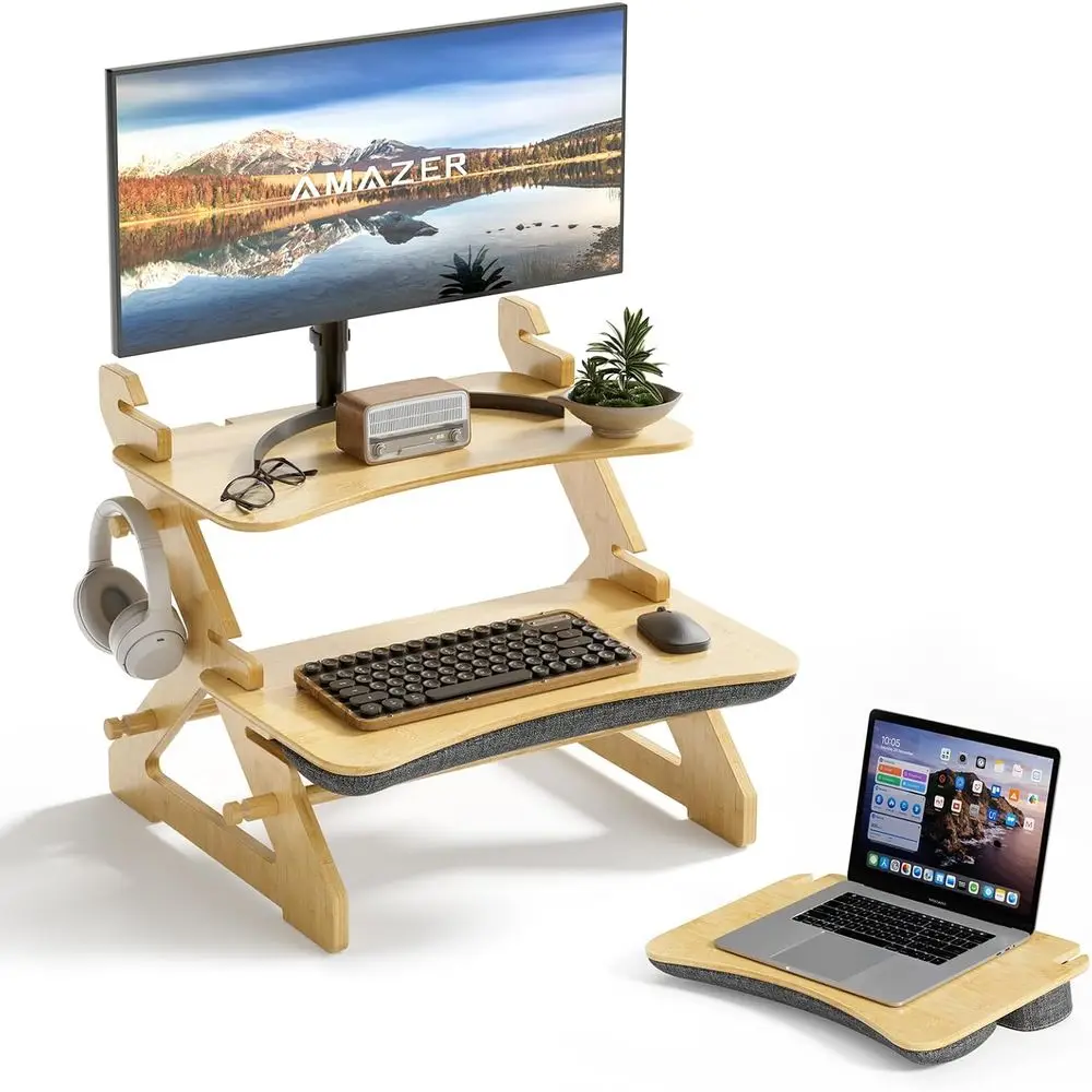 22 Bamboo Small Sit-Stand Desk Riser with Lap Desk and Keyboard Tray for Monitor and Laptop
22 Bamboo Small Sit-Stand Desk Riser with Lap Desk and Keyboard Tray for Monitor and Laptop