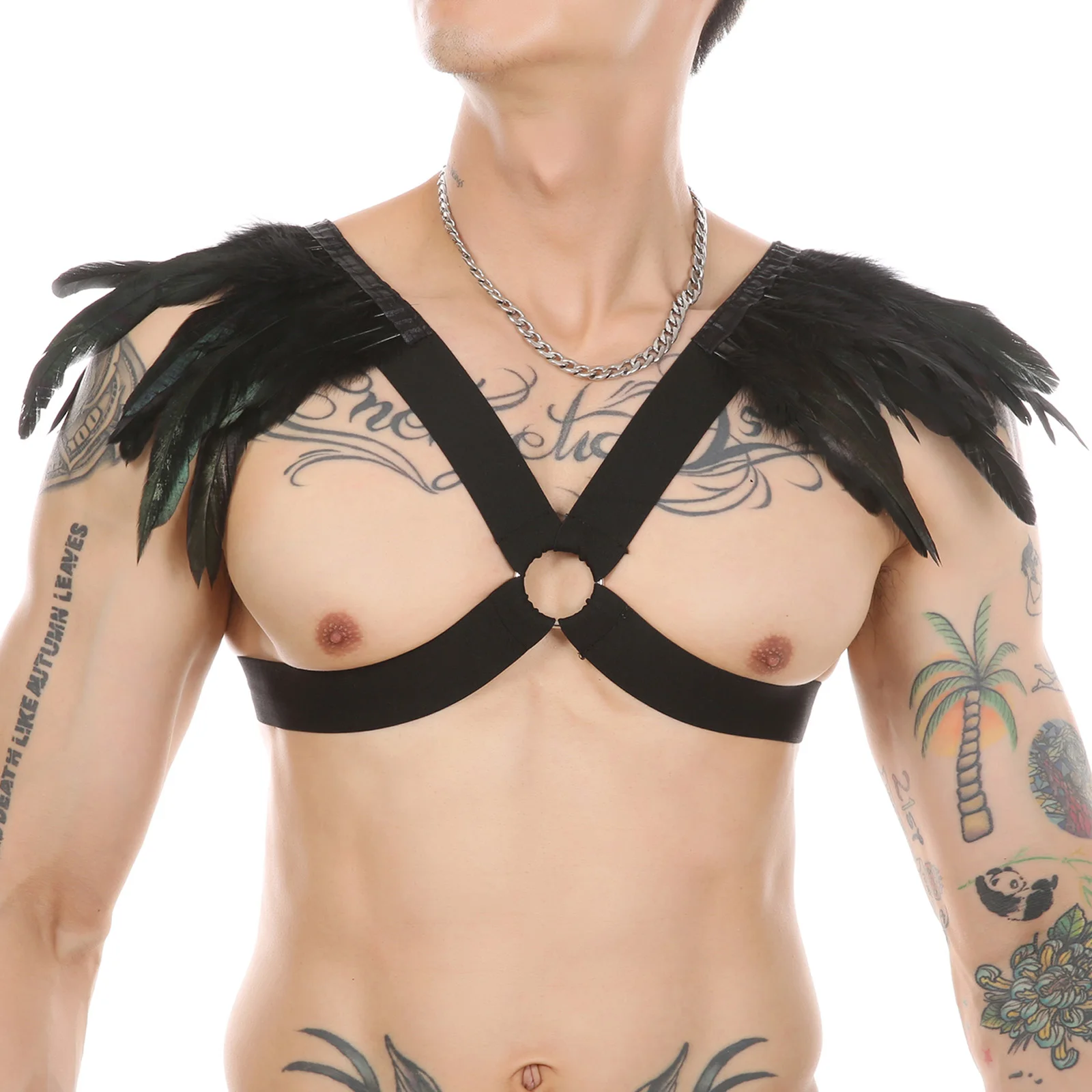 Crop Top Man Harness Sexy Men Bondage Lingerie Black Feather Cage Punk Elastic Body Straps Fetish Erotic Halter Neck Costume
Crop Top Man Harness Sexy Men Bondage Lingerie Black Feather Cage Punk Elastic Body Straps Fetish Erotic Halter Neck Costume