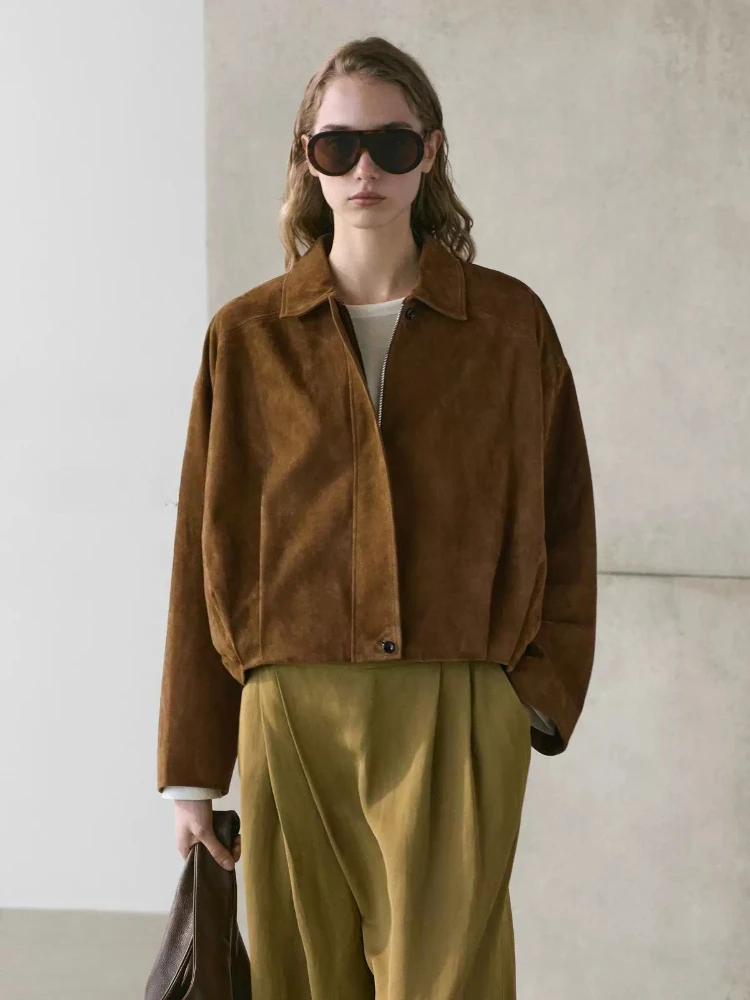 Natural Goatskin Jacket For Women Retro Fashion Suede Leather Real Leather Jacket Short Style Pilot Jacket High Quality Goatskin
Natural Goatskin Jacket For Women Retro Fashion Suede Leather Real Leather Jacket Short Style Pilot Jacket High Quality Goatskin
