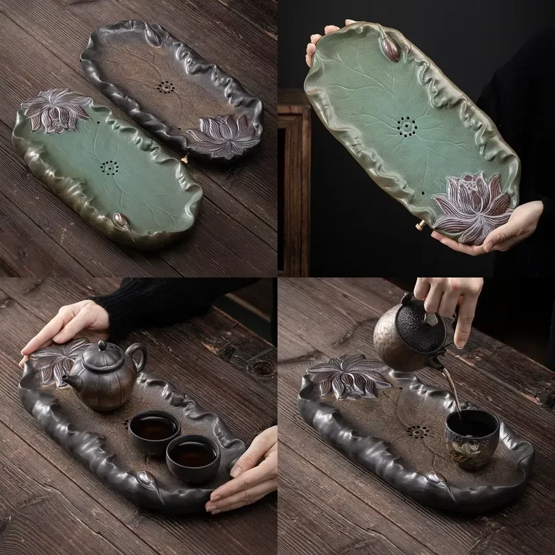 【CHIMU HOME】 Ceramic Bamboo Tray for Japanese Gilding Iron Glaze Water Storage and Drainage Dual-purpose Table
【CHIMU HOME】 Ceramic Bamboo Tray for Japanese Gilding Iron Glaze Water Storage and Drainage Dual-purpose Table