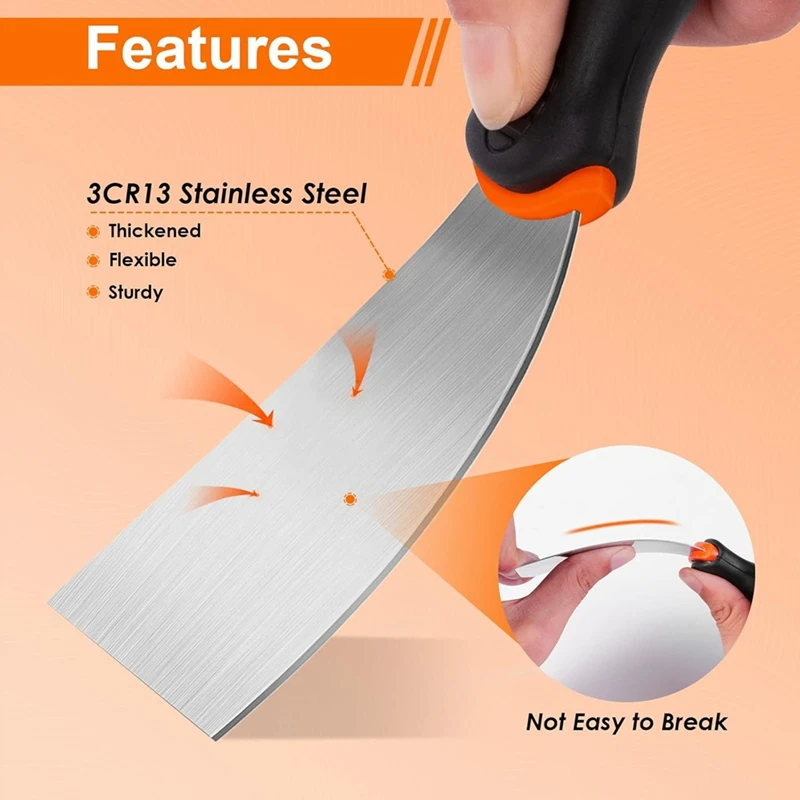 A60Z Top Stainless Steel Paint Scraper Tools, Drywall Knife Set For Removing Wallpaper, Repairing Drywall, Applying Putty
A60Z Top Stainless Steel Paint Scraper Tools, Drywall Knife Set For Removing Wallpaper, Repairing Drywall, Applying Putty