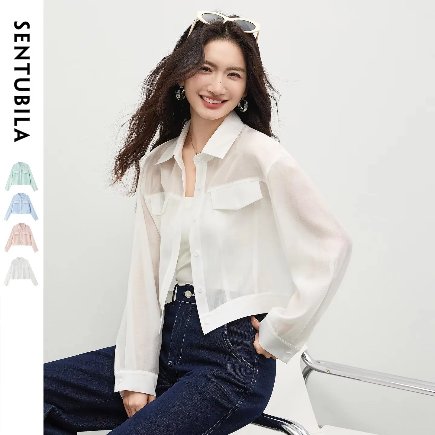 SENTUBILA Lyocell Shirt Women Sun Protection See-Through Tops 2026 Spring Summer Short Shirt Jacket Woman Shackets Q61WF6012
SENTUBILA Lyocell Shirt Women Sun Protection See-Through Tops 2026 Spring Summer Short Shirt Jacket Woman Shackets Q61WF6012