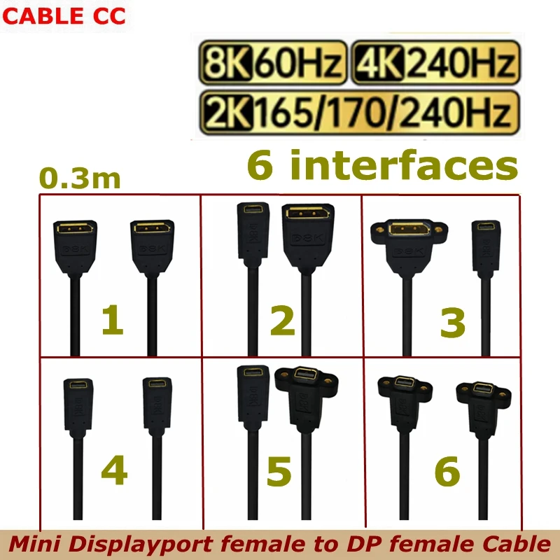 HD Mini Displayport female to DP female With Fixed Screw Hole Test Extension Cable Suitable for Computer Digital Camera Display
HD Mini Displayport female to DP female With Fixed Screw Hole Test Extension Cable Suitable for Computer Digital Camera Display