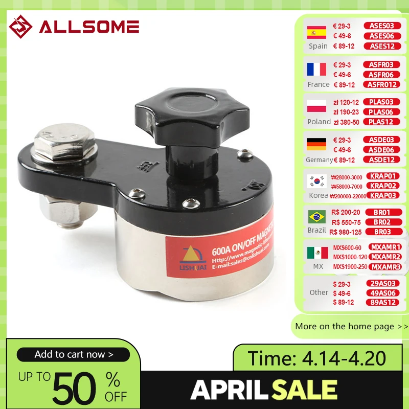 ALLSOME 200A/300A/600A Magnetic Welding Ground On/Off Soldering Grounding Clamp Iron Welding Machine Neodymium Magnet Connector
ALLSOME 200A/300A/600A Magnetic Welding Ground On/Off Soldering Grounding Clamp Iron Welding Machine Neodymium Magnet Connector