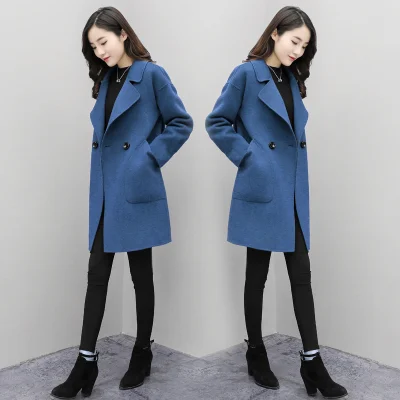 Fall Winter Women's Mid-Length Woolen Coat Loose Slimming Korean Sle Large Size Tweed Coat Long Sve Suit Collar Jaet
Fall Winter Women's Mid-Length Woolen Coat Loose Slimming Korean Sle Large Size Tweed Coat Long Sve Suit Collar Jaet