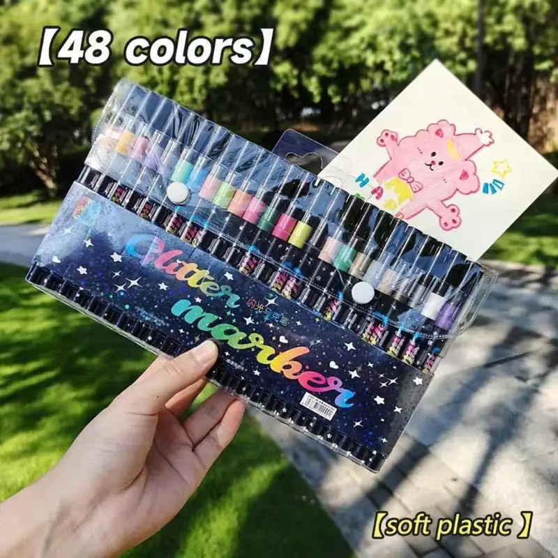 Glitter Marker Set with Double Ended Brush Tip for Drawing, Coloring and Craft Decorating, Plastic Markers for Card Making H8WD
Glitter Marker Set with Double Ended Brush Tip for Drawing, Coloring and Craft Decorating, Plastic Markers for Card Making H8WD