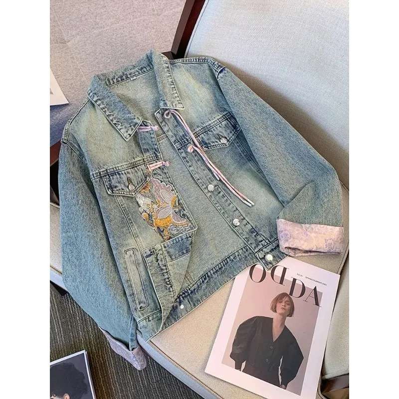 Blouse Outerwear Denim Women's Spring/Autumn New Chinese Style Tang Suit Clasp Fastening Embroidery Petite Cropped New Casual
Blouse Outerwear Denim Women's Spring/Autumn New Chinese Style Tang Suit Clasp Fastening Embroidery Petite Cropped New Casual