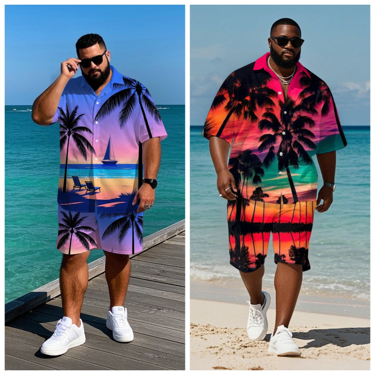 S-9XL Big and Tall Men Sunset Gradient Palm Tree Print Hawaiian Shirt Shorts Set Casual 2-Piece Outfit
S-9XL Big and Tall Men Sunset Gradient Palm Tree Print Hawaiian Shirt Shorts Set Casual 2-Piece Outfit