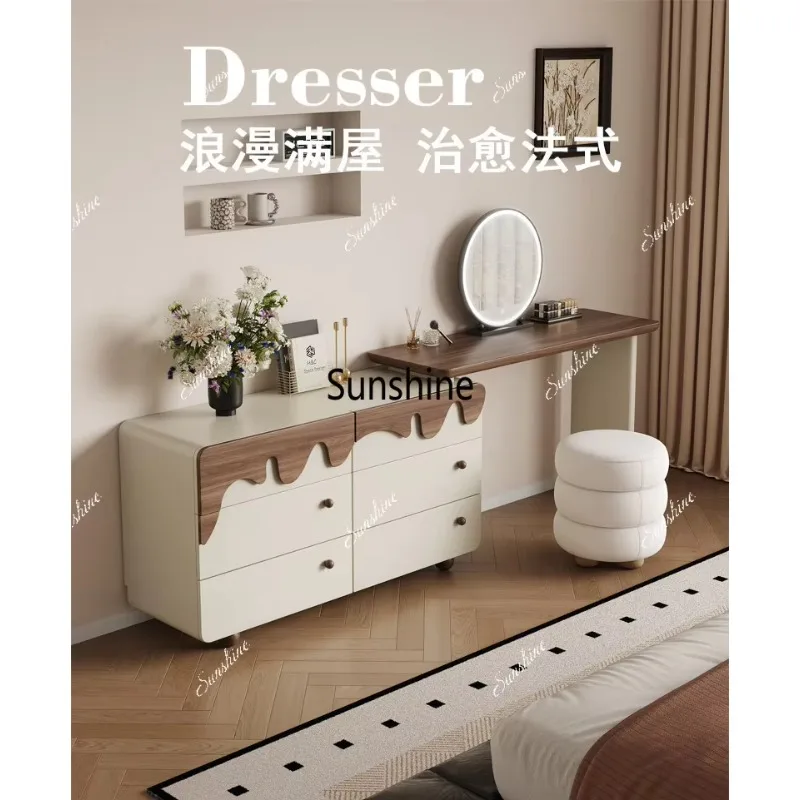 Modern simple French medieval cream style solid wood dresser, bedroom chest integrated, storage
Modern simple French medieval cream style solid wood dresser, bedroom chest integrated, storage
