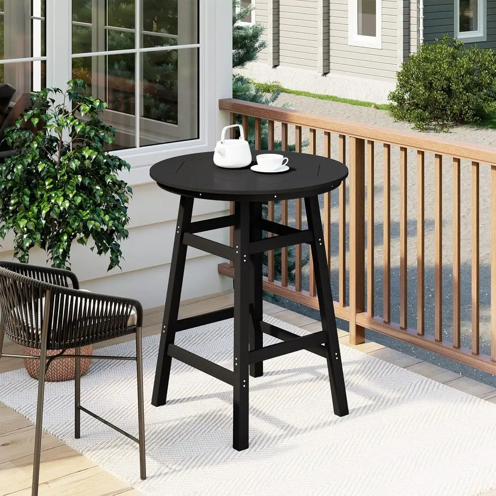 42 Round Counter Height Patio Bistro Table with Umbrella Hole, Ideal for Outdoor Dining, Black
42 Round Counter Height Patio Bistro Table with Umbrella Hole, Ideal for Outdoor Dining, Black