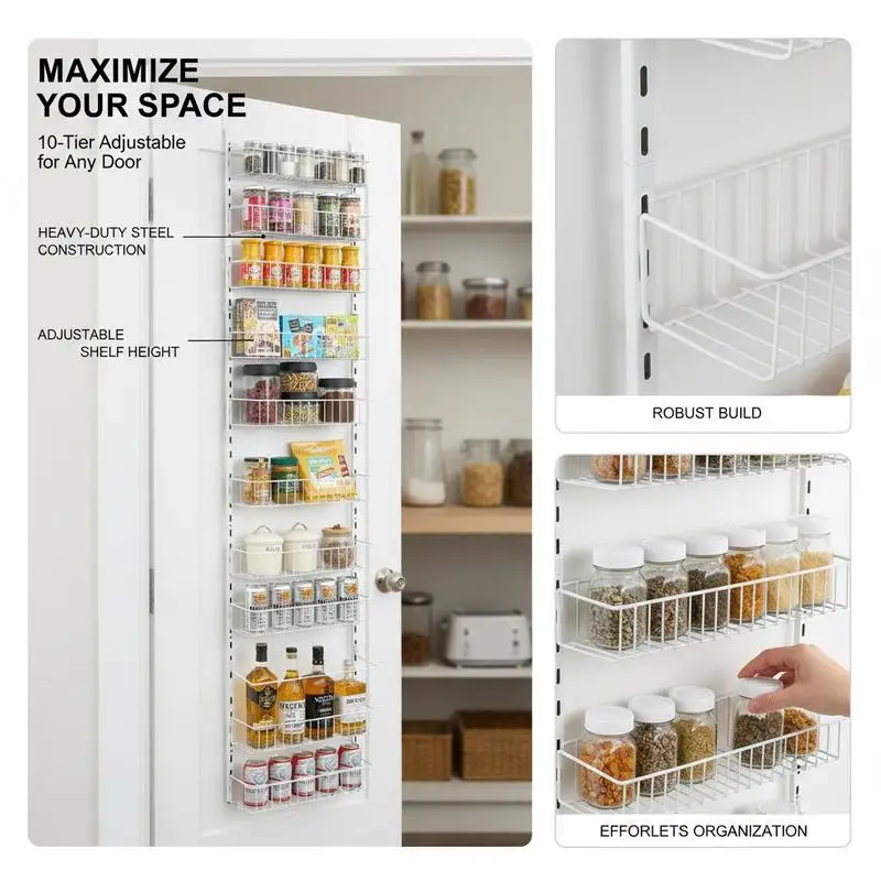 Wall Mounted Storage Rack 10-Tier For Kitchen Laundry Room Bathroom, Heavy-Duty Steel Hanging Shelves Adjustable Spice Organi
Wall Mounted Storage Rack 10-Tier For Kitchen Laundry Room Bathroom, Heavy-Duty Steel Hanging Shelves Adjustable Spice Organi