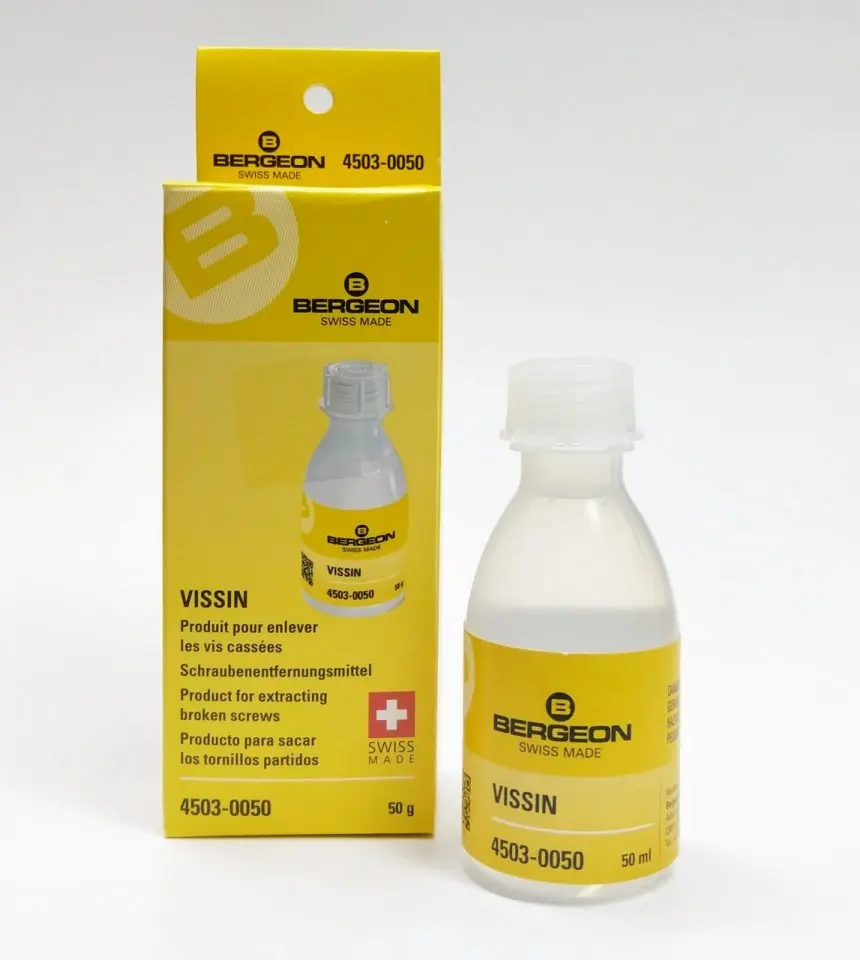 Bergeon 4503 Vissin Product for Extracting Broken Screws 50 Gram Simple and Rapid
Bergeon 4503 Vissin Product for Extracting Broken Screws 50 Gram Simple and Rapid