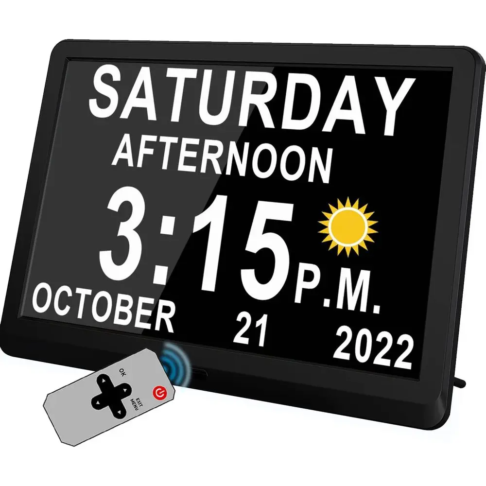 11.5 Large Digital Clock, 19 Alarms, Auto DST, Dimming, Wall/Table, Ideal for Dementia, Custom Reminders & Task Alerts - Perfect
11.5 Large Digital Clock, 19 Alarms, Auto DST, Dimming, Wall/Table, Ideal for Dementia, Custom Reminders & Task Alerts - Perfect